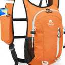 Foldable Small Hiking Backpack with 3 Strap Pockets Lightweight 300D Spill-proof Daypack for Men Women Packable Small Travel Backpack with Chest Strap & Trekking Pole Holder Durable Outdoor Bag (Orange)