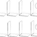 CY craft 8 Pieces/4 Pairs Bookends,Clear Acrylic Bookends for Shelves,Heavy Duty Book Ends and Desktop Organizer,Book Stopper for Books/Movies/CDs,7.3x4.8x4.8 inch