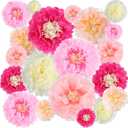 Gejoy 20 Pieces Large Colorful Tissue Paper Flower Decorations for Parties 3D Giant Tissue Paper Pom Pom DIY Craft Decoration for Wall Ceiling Wedding Mexican Birthday Backdrop Party(Fresh Color) (Color Set 1)