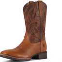 SUREWAY Men's Cowboy Boots, Square Toe Pull On Soft Toe Western Boot, 11, Earth Brown