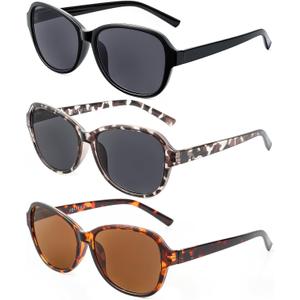 JOLISU 3 Pack Reading Sunglasses for Women, Sun Readers Glasses Spring Hinge Outdoor Sunglasses With UV400 Protection Mix a, 2.75 x