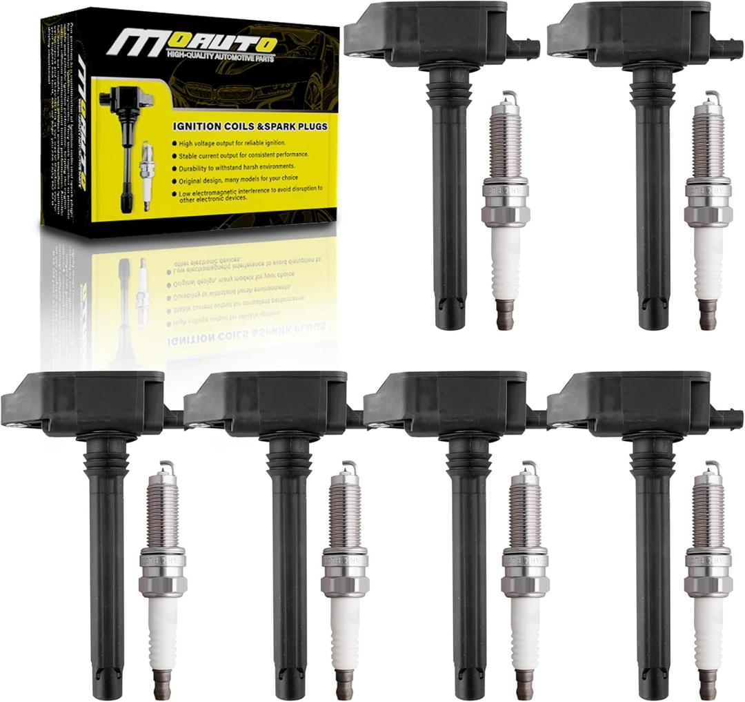 Set of 6 Ignition Coils Pack UF807 68223569AB & 6 PCS Iridium Spark Plugs Compatible with Chrysler Pacifica Dodge Durango Jeep Grand Cherokee Wrangler Ram 1500 3.6L V6