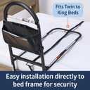 Medline Bed Assist Bar with Storage Pocket, Height Adjustable Bed Rail for Elderly Adults, Assistance for Getting In and Out of Bed at Home