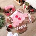 Tinideya Pink Gingerbread Men Bath Mat Christmas Bath Rug Cute Non-Slip Absorbent Mat for Bathroom Floor Tub Decor Gingerbread Microfiber Rug Christmas Bathroom Decoration