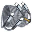 sweguard USB C to USB C Charger Cable 100W [6.6ft, 2-Pack] iPhone 17 Charger Cord for iPhone 17 16 15 Pro Max Plus,MacBook,iPad Pro Air Mini,Samsung Galaxy S26 S25 S24 S23 S22 S21,A55 A15,Moto Pixel (grey)