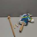 HollyHOME Sequin Unicorn Stick Horse Handcrafted Hobby Horse on a Stick with Wood Wheels Real Pony Neighing and Galloping Sounds Plush Unicorn Toy Blue 36 Inches(AA Batteries Required)