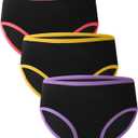 BAMBOO COOL Teens Girls Period Underwear Wider Lining Instant Absorption Menstrual Leakproof Briefs Soft Breathable Panties (Black, XL)