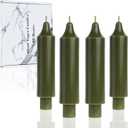Olive Short Taper Candles 6 inch Green Candle Sticks Unscented Dinner Candle Dripless for Home Decor,Christmas Table Decor Weddings Festive Party Women GiftsSet of 4