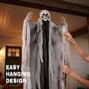 3PCS Hanging Halloween Skeleton Ghosts Decorations for Outdoor Indoor, 55.12" & 47.24" Posable Grim Reaper Ghost Decorations for Halloween Yard Porch Garden Haunted House Outdoor Decorations