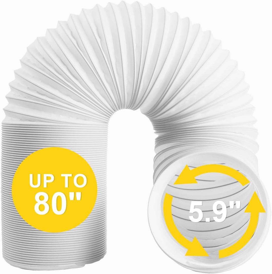 Portable Air Conditioner Hose, 5.9" Diameter Anti-Clockwise Thread, Universal Replacement AC Vent Hose Length up to 80" (Does not Include Coupler)