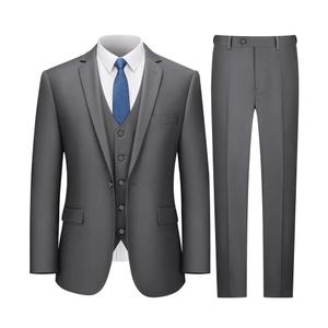 LUPURTY Suits for Men, 3 Piece Men's Suit Slim Fit, Solid Jacket Vest Pants with Tie, One Button Tuxedo Set for Business, Wedding, Dark Grey M