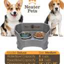 Neater Pet Brands Neater Feeder Deluxe Mess Proof Dog Bowls Elevated for Medium Dogs 19-40 lbs, Made in USA, No Spill Raised Dog Food Bowl Stand Feeding Station, Food and Water Bowl Set, Grey