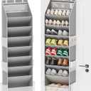 Criusia Shoe Organizer, Over the Door Shoe Organizer, Hanging Closet Shoe Storage with Large Deep Pockets, Fits 16–24 Pairs of Sneakers, Sandals, Boots, Gray