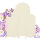 Maiangel Set of 3 Wedding Arch Cover Spandex Fitted Stretchy Arch Stand Covers,2-Sided Round Top Chiara Backdrop Cover for Party Birthday Banquet Baby Shower Arch Decoration (4ft,5ft,6ft Beige)