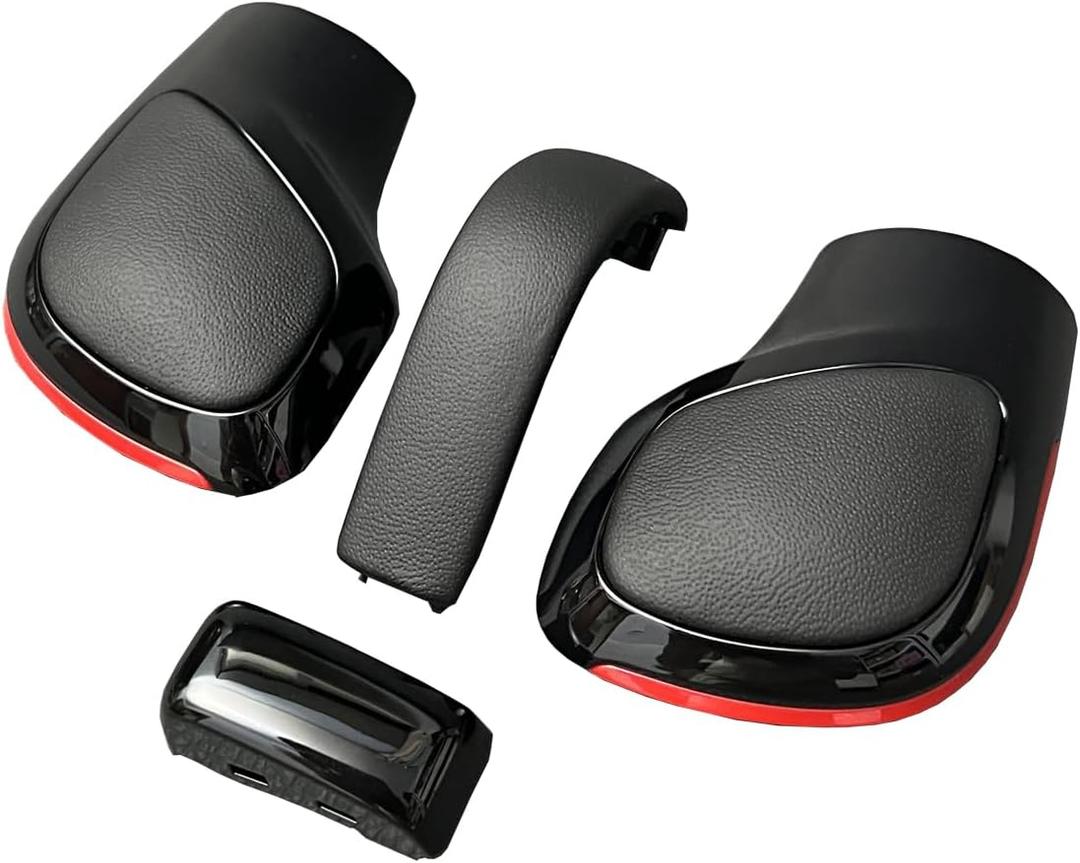 Leather Gear Shift Knob Gear Side Cover with Black Chrome (Set of 4) Parts for VW Golf 6 7 R GTI Passat B7 B8 CC R20 Jetta MK6 GLI Car Parts