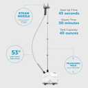 Steamfast SF-407 Canister Fabric Steamer, With Telescopic Pole and Fabric Brush, 45 Second Heat Up Time, Chemical-Free Steam, Clothes Hook, Fabric Brush, 40-Ounce Water Tank, White