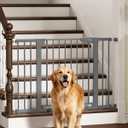 Cumbor 30-46" Baby Gate for Stairs, Auto-Close Dog Gate Indoor Cool Gray