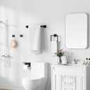 5-Pieces Matte Black Bathroom Accessories Set, SUS 304 Stainless Steel Bathroom Hardware Set, 16 Inch Towel Bar Set, Towel Holder Towel Racks for Bathroom Wall Mounted