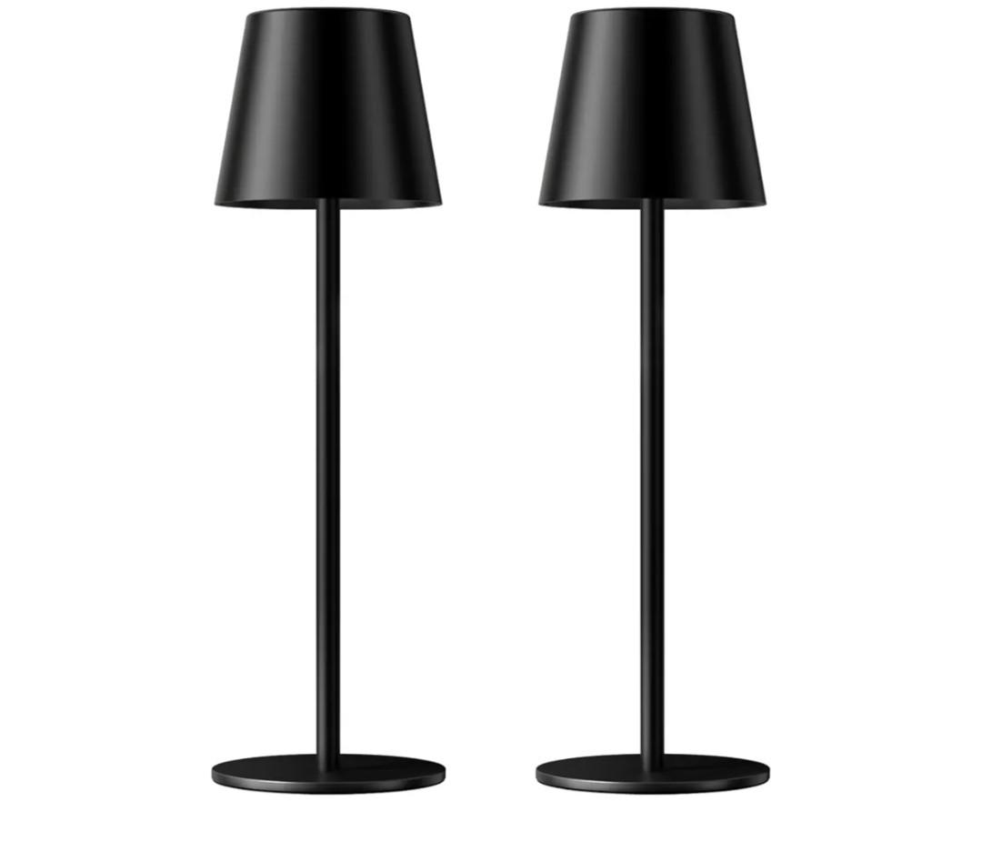 Kakanuo Cordless Table Lamp Rechargeable Black - KK 2 Pack 5000mAH Battery Operated Lamp for Counter, 3 Color Stepless Dimming Wireless Lamp for Dining Kitchen, Outdoor Patio, Touch Control