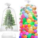 4 Pcs Balloon Bags for Transport with Ties, Large Plastic Balloon Storage Bag 98x59 inches(2pcs) 47x59 inches(2pcs), Giant Clear Carrying Storage Bags for Wedding Birthday Party Supplies