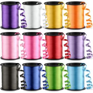 12-Rolls Curling Ribbon for Gift Wrapping - 3/16in x 125 Feet Per Roll - Curling Balloon String Ribbon Set for Presents, Bows, DIY Arts & Crafts, Wedding, Happy Birthday Decorations, Assorted Colors