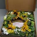 zjlmit Spring Wreath 20 Inch Artificial Summer Wreath Spring Wreaths for Front Door Made of Silk Material with Sunflowers Daisy Flowers and Green Leaves for Windows Cabinets and Walls