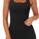 SUUKSESS Women 2 Piece Workout Sets Halter Neck Padded Yoga Tank Tops High Waisted Biker Shorts with Pockets (Black, M)