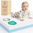 Dual Sided Pack and Play Mattress, 3 Inch Thick Soft & Firm Memory Foam Breathable Portable Pack n Play Mattresses, 4 in1 Baby Playpen Mattresses with Removable Washable Cover - 38x26x3 Inch (White & Blue)