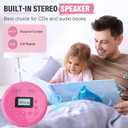 【𝟐𝟎𝟐4 𝐔𝐩𝐠𝐫𝐚𝐝𝐞𝐝】 MONODEAL Rechargeable CD Player with Speakers, Anti-Skip CD Player for Car and Home, Portable Player with Headphones for Audio Book Music (Rose Red)
