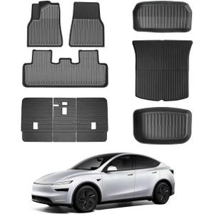 2025 2026 New Model Y Juniper Floor Mat 9PCS Waterproof Scratch Floor Mats with Second Row Seat Back Mats for Tesla Model Y Refresh Juniper Interior Accessories