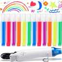 Halloscume 12 Pcs DIY Bubble Magic Puffy Neon Gel Pens Personalized Art Pen Popcorn 3D Markers Foam Sensory Paint Pens for Creative Gift Birthday Cards Holiday Family Party