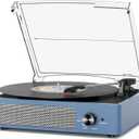 Vinyl Record Player with 2 Stereo Speakers Belt-Driven Vintage Turntables 3 Speed 3 Size Wireless Bluetooth Playback AUX-in RCA Out Headphone LP Vinyl Players Auto Stop Frosted Purple