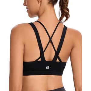 RUNNING GIRL Sports Bra for Women, Medium-High Support Criss-Cross Back Strappy Padded Sports Bras Supportive Workout Tops, L