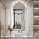 Niccy Arched LED Mirror for Bathroom, 48x24 Vanity Mirror with Light Frameless Bathroom Mirror, Smart Lighted Frontlit Mirrors with Memory Function for Bathroom Bedroom Beauty Hair Salon
