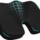 Ergonomic Seat Cushion with Memory Foam for Office Chair, Car Seat, Sciatica & Tailbone Relief, Non-Slip Cushion,Breathable Mesh Cover, Portable Handle - Black