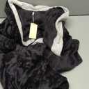 Ekouaer Robes for Women Soft Long Bathrobe Lightweight Fleece Shawl Collar Spa Robe Cozy Sleepwear with Pockets -XXL, Black/Light Gray