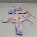 VOLAFA Women's Triangle Bikini Set String Swimsuit Print Tie Smocked Ruched Two Piece Bathing Suit (Small, Blue Floral1)
