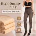 HONGTEYA Fleece Lined Tights Women Winter Thermal Leggings Pantyhose Fake Translucent Thick Warm Sheer Tights (Black, L)