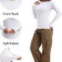 HOPLYNN Womens Long Sleeve Shirts Crew Neck Basic Compression Slim Fitted Workout Undershirts Baselayer Tops (White, M)