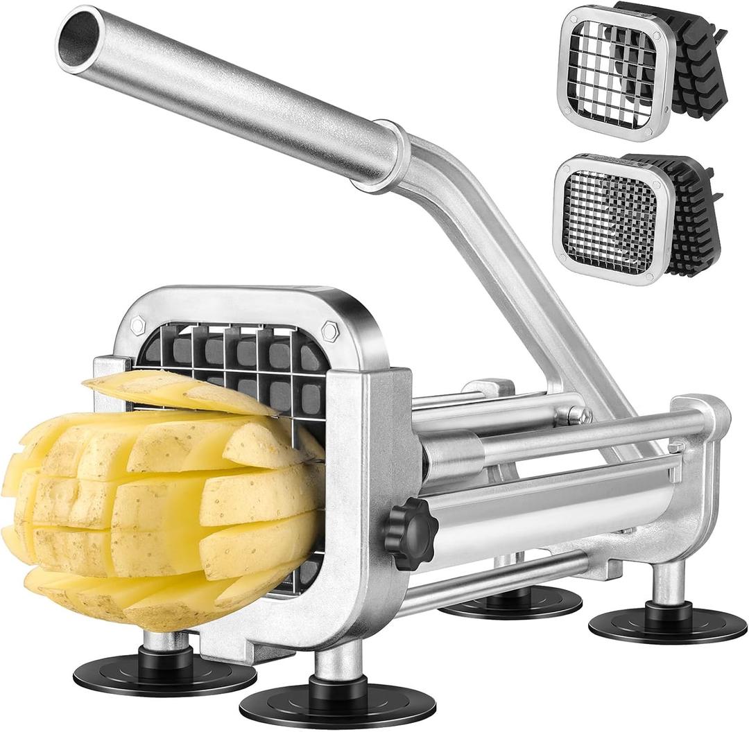 French Fry Cutter, Ruooson Professional Potato Cutter Slicer with 1/2 In & 1/4 In Stainless Steel Blades,Great for Whole Potatoes Carrots Cucumbers.