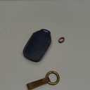 Leather Key Fob Cover, Compatible with Toyota Tundra Corolla Cross Venza Sequoia Highlander Avalon RAV4 Camry C-HR Prius, No Screw Design Key Holder Protector(4 Button, Blue)