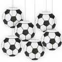8 Inch Soccer Ball Paper Lanterns for Kids Birthday Parties, Sports Bar Decor, Copa America 2026 & World Game Theme Celebrations, Indoor Hanging Decorations (6 Pack)