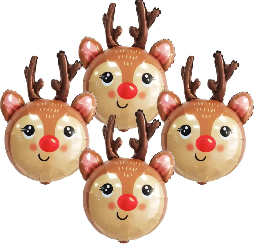 3 x Deer Balloon Christmas Balloons Decorations Reindeer Foil Balloons for Deer Themed Hunting Party Birthday Party Supplies 4 Pcs