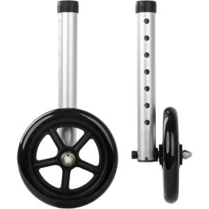 2-Pack Walker Wheels Replacement with Precision Ball Bearings, 6-Inch All-Terrain Wheels for Walkers with Outward-Angled Legs, 7-Level Height Adjustable, 350lbs Heavy Duty, Slip-Resistant Traction (Black)