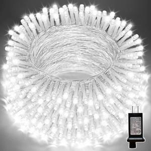 LAMPHOME 33ft Christmas Decorative Mini Lights, 100 LED Transparent Wire Fairy Starry String Lights Plug in, 11 Lighting Modes, for Indoor Outdoor Xmas Tree Wedding Party Decoration (White)