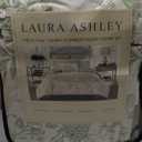 Laura Ashley Home - Queen Duvet Cover Set, Reversible Cotton Bedding, Includes Matching Shams with Bonus Euro Shams & Throw Pillows (Natalie Green, Queen)