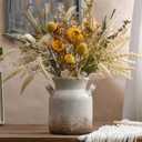 Quoowiit Ceramic Rustic Farmhouse Vase, Distressed Decorative Flower Vase for Home Decor, Ideal Shelf Decor, White Boho Vase for Living Room Bedroom Kitchen Office Decor Centerpiece Table Decorations (6 Inch)