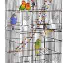 FDW 39 Inch Bird Cage Parakeet Cage with Play Top Rolling Stand & Easy Clean Pull-Out Tray Roof Top Parrot Cage for for Finches Canaries Parakeets Cockatiels & Other Small Birds, Black