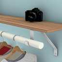 QCAA Heavy Duty Adjustable Shelf Rod Support Bracket for 3/4" Wall Cleat, Powder Coated White, 2 Pack, Made in Taiwan