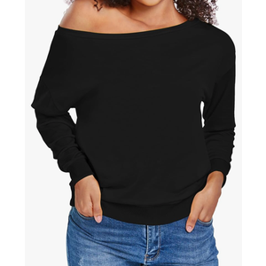 Sweatshirt for Women Off The Shoulder Tops Long Sleeve Sweatshirts Oversized Sweaters Shirts, Black